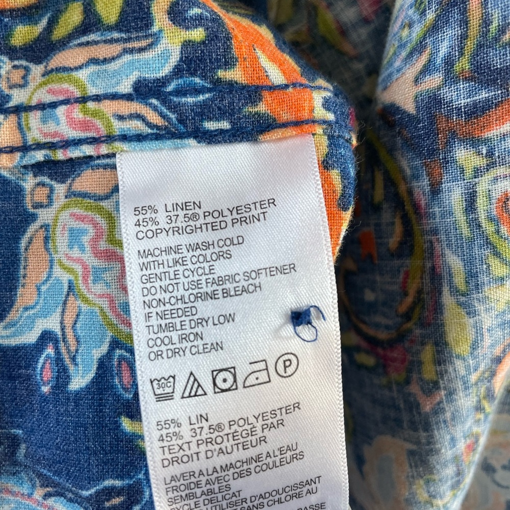 Tommy Bahama Men's Paisley Button-Down Shirt in Blue, Green, Orange - Picture 8 of 8
